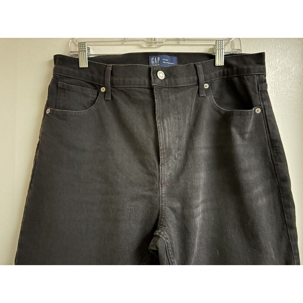 High Waisted 90s Straight Jeans Y2K Stretch Denim Grunge Gap Factory Black 32 14 - Picture 4 of 8